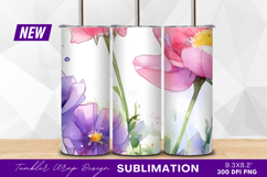 Watercolor Floral Arrangement Pink And Purple Blooms Tumbler Product Image 1