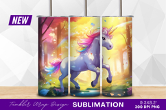 Unicorn Running In Enchanted Forest Tumbler Png Product Image 1