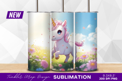 Cute Unicorn In Flower Meadow Tumbler Png Product Image 1