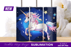 Cartoon Unicorn In Night Sky Tumbler Png Product Image 1