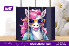 Cool Cartoon Unicorn Wearing Sunglasses Artwork Tumbler Png Product Image 1