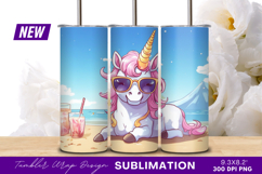 Cool Unicorn Relaxing On Beach Tumbler Png Product Image 1