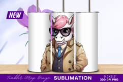 Unicorn Detective In Trench Coat Tumbler Png Product Image 1