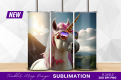 Stylish unicorn wearing sunglasses outdoor landscape Tumbler Product Image 1