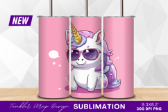 Cool unicorn wearing sunglasses illustration tumbler png Product Image 1