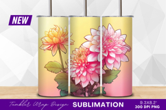Pink and yellow dahlia flowers tumbler png Product Image 1