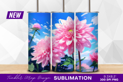 Pink dahlias against a blue sky tumbler png Product Image 1