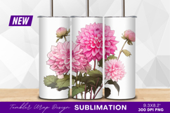 Pink dahlia flowers illustration tumbler png Product Image 1
