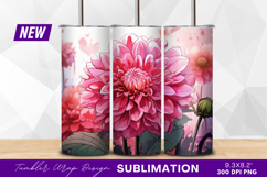 Pink dahlia flowers beautiful artistic floral tumbler png Product Image 1