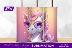 Stylish unicorn cartoon with sunglasses illustration tumbler Product Image 1