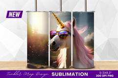 Cool unicorn with sunglasses tumbler png Product Image 1