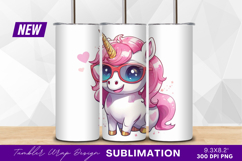 Cute unicorn with glasses tumbler png Product Image 1