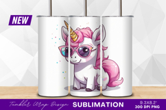 Cute unicorn with pink sunglasses tumbler png Product Image 1