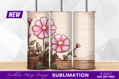 Pink cosmos flowers illustration tumbler png design Product Image 1