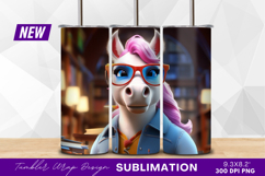 Horse in library with glasses tumbler png Product Image 1