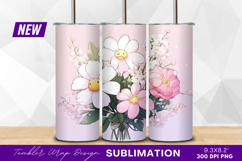Artistic flowers bouquet tumbler png illustration Product Image 1