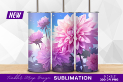 Pink dahlia flowers against blue sky tumbler png Product Image 1