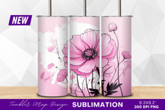 Pink flower illustration delicate botanical tumbler png Product Image 1