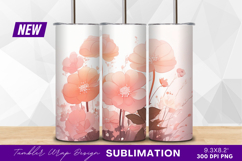 Soft peach flower illustration tumbler png Product Image 1
