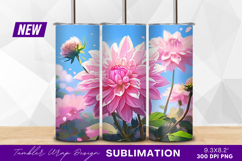 Pink dahlia flowers blossom tumbler png Product Image 1
