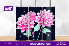 Pink floral tumbler png delicate flower design Product Image 1