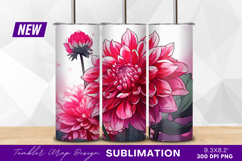 Pink dahlia flowers illustration tumbler png Product Image 1