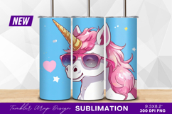 Cool cartoon unicorn with sunglasses tumbler png Product Image 1