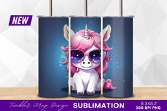 Cute unicorn with sunglasses tumbler png Product Image 1