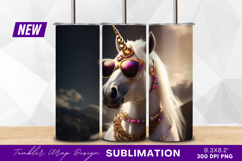 Glamorous unicorn wearing sunglasses and jewelry tumbler png Product Image 1