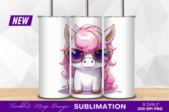 Cute unicorn with sunglasses tumbler png Product Image 1