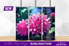 Pink dahlia blooms elegant floral garden tumbler png Product Image 1