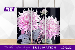 Pink dahlia flower bouquet against black tumbler png Product Image 1