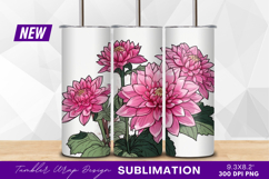 Pink dahlia flower illustration tumbler png Product Image 1