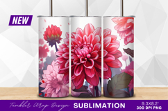 Pink dahlia flower illustration tumbler png image Product Image 1