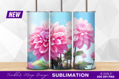 Pink dahlias against a blue sky background tumbler png Product Image 1