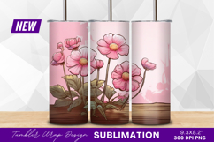 Pink daisy floral arrangement tumbler png design Product Image 1