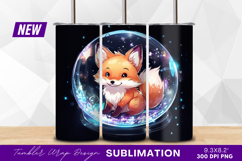 Cartoon fox inside a magical snow globe tumbler png Product Image 1