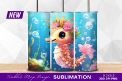 Cute seahorse underwater with flowers tumbler png Product Image 1