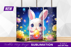 Cute cartoon easter bunny holding egg tumbler png Product Image 1