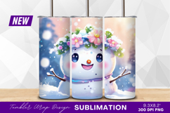 Cute snowman with flower crown winter art tumbler png Product Image 1