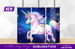Cute unicorn with rainbow mane and stars tumbler png Product Image 1