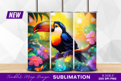 Cartoon toucan bird in tropical floral setting Tumbler Product Image 1