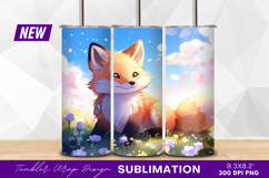Cute fox lying in meadow illustration tumbler png Product Image 1