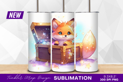 Cute fox in a treasure chest tumbler png Product Image 1