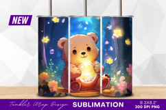 Cute cartoon teddy bear holding glowing orb tumbler png Product Image 1