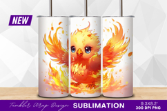 Cute cartoon phoenix bird rises from flames tumbler png Product Image 1