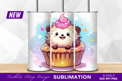 Cute hedgehog inside a delicious cupcake tumbler png Product Image 1