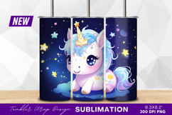 Cute baby unicorn with star horn tumbler png Product Image 1
