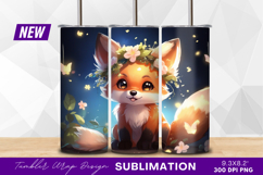 Cute cartoon fox wearing floral wreath tumbler png Product Image 1