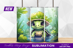 Cute turtle with leaf hat illustration tumbler png Product Image 1